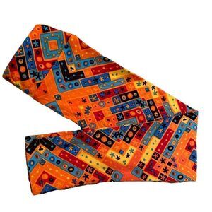 0664 LulaRoe Kids Leggings S/M Asterisk Print Orange and Blue NWOT